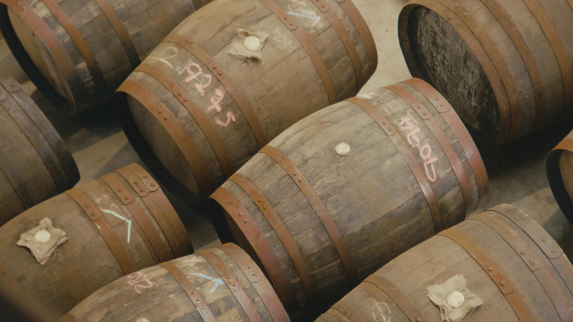 Casks stored within the bonded warehouse under ongoing care